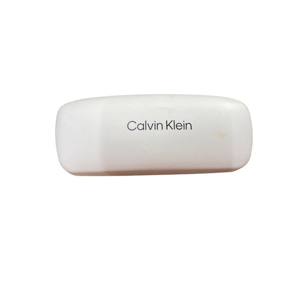 Calvin Klein eye glass glasses case white black flocked lining hinged hard case - Picture 1 of 7